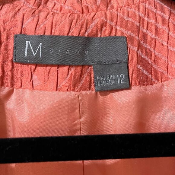 M SIAMO 100% Silk Button Up Blazer Coral Women’s Size 12 - Picture 4 of 5